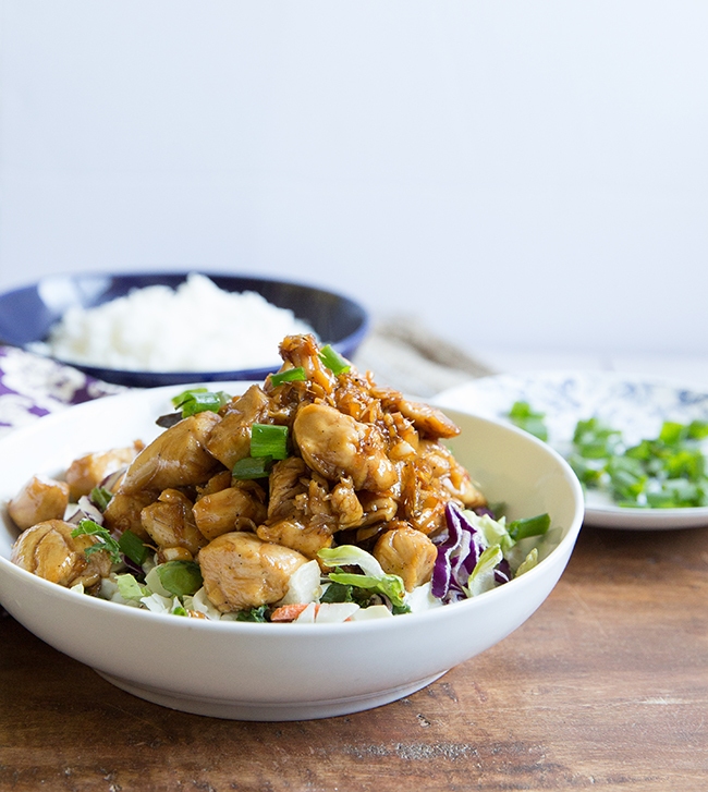 sweet and sticky chicken on a plate