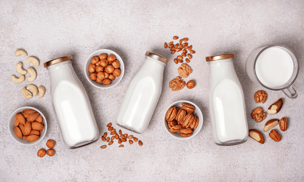 The Best Nut Milk Maker: 2025's Top Picks Kelly Bejelly Various Nut Milks on a table made with a nut milk maker