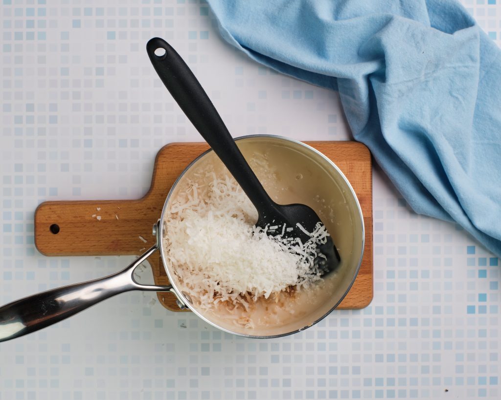 German Chocolate Cake Frosting Recipe Kelly Bejelly Adding shredded coconut to the coconut sweetened coconut milk