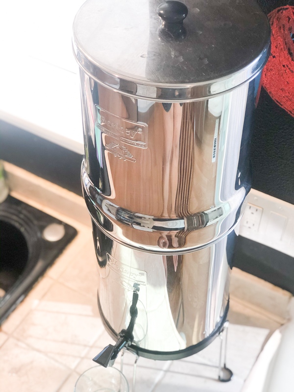 Berkey Water Filter Review Kelly Bejelly Royal Berkey Water Filter on a counter in this berkey water filter review