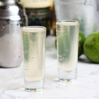close up of green tea shot