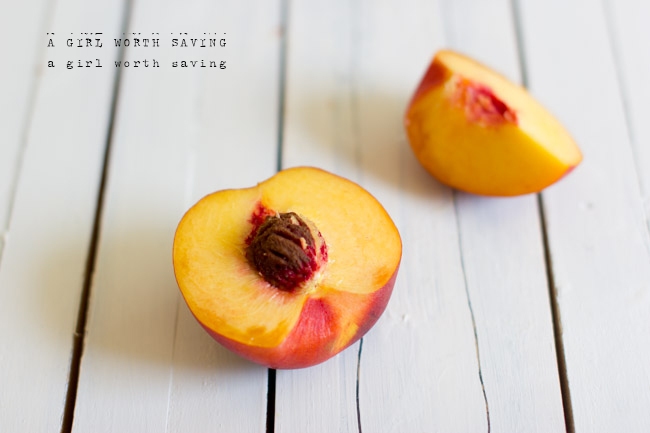 Peach Smoothie Kelly Bejelly Fresh peaches sliced on a tabletop for this peach smoothie recipe