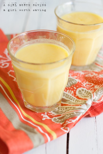 Peach Smoothie Kelly Bejelly peach smoothies in cups on table