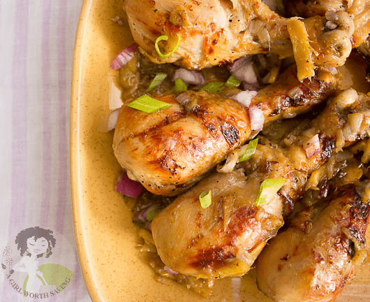 Ginger chicken on a platter ready to be served