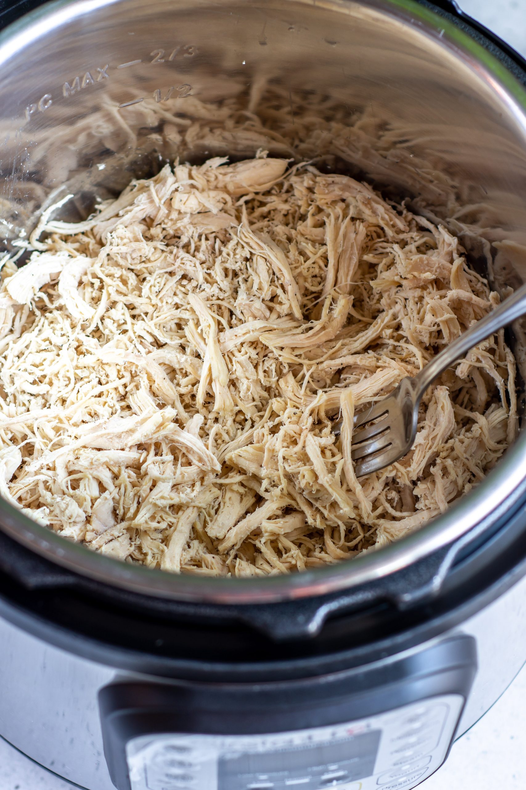 instant pot shredded chicken in an instant pot