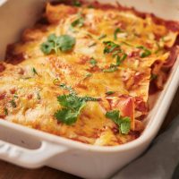 gluten free enchiladas in a casserole dish