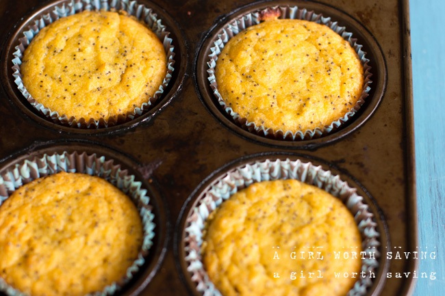 close up of Gluten free lemon poppy seed muffins