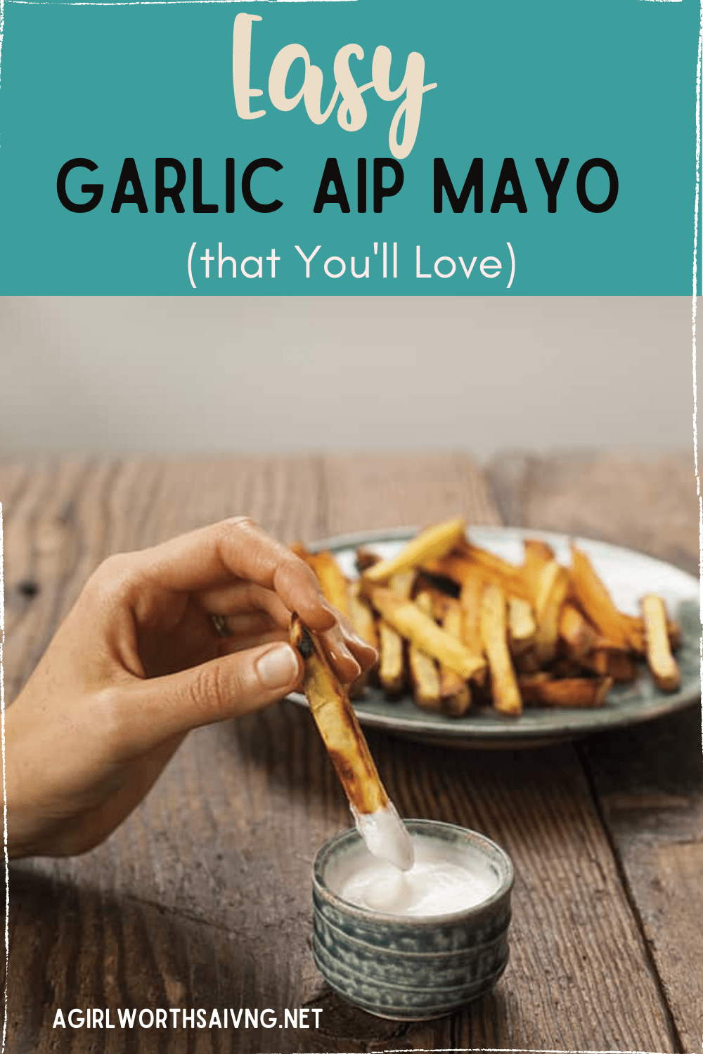 This easy Garlic AIP Mayo recipe that is creamy and delicious! It's perfect on a lettuce wrapped sandwich or for dip for fries.
