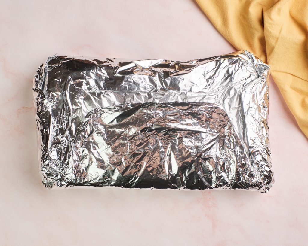 Pork spare ribs wrapped in foil 