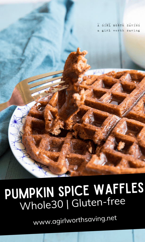 Anyhow, back to the pumpkin spice waffles.  We're off of nuts and starches right now and I  had a hankering for a fun waffle recipe, so voila! this recipe was born.