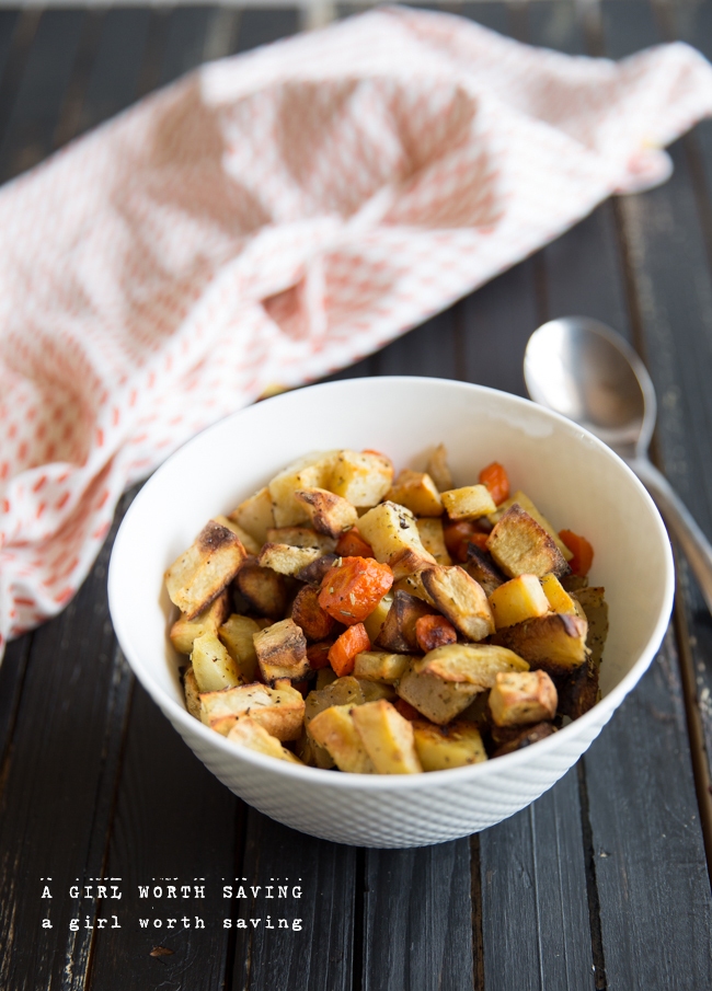 Roasted Sweet Potatoes, Apples and Carrots