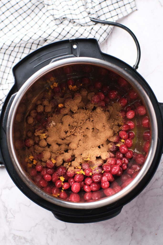 Instant Pot Cranberry Sauce Kelly Bejelly Instant pot filled with cranberries and spices