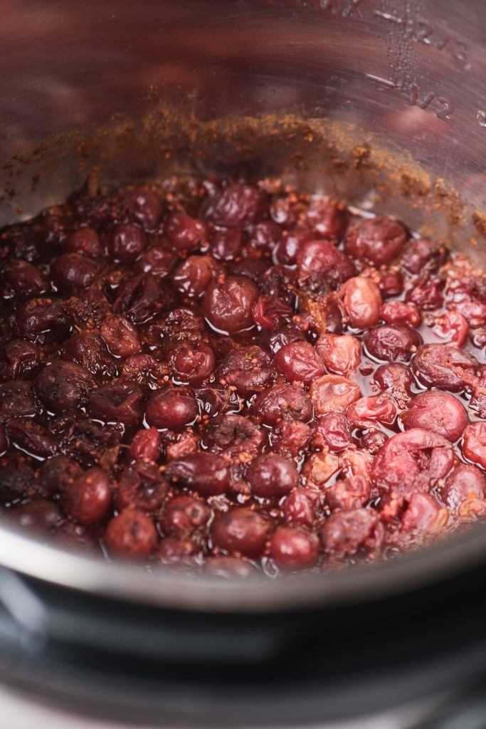 Instant Pot Cranberry Sauce Kelly Bejelly Close up of cranberry sauce in an Instant Pot