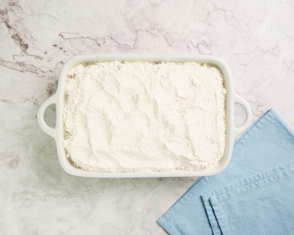 Easy Peach Cobbler with Cake Mix Kelly Bejelly cake mix on top of canned peaches