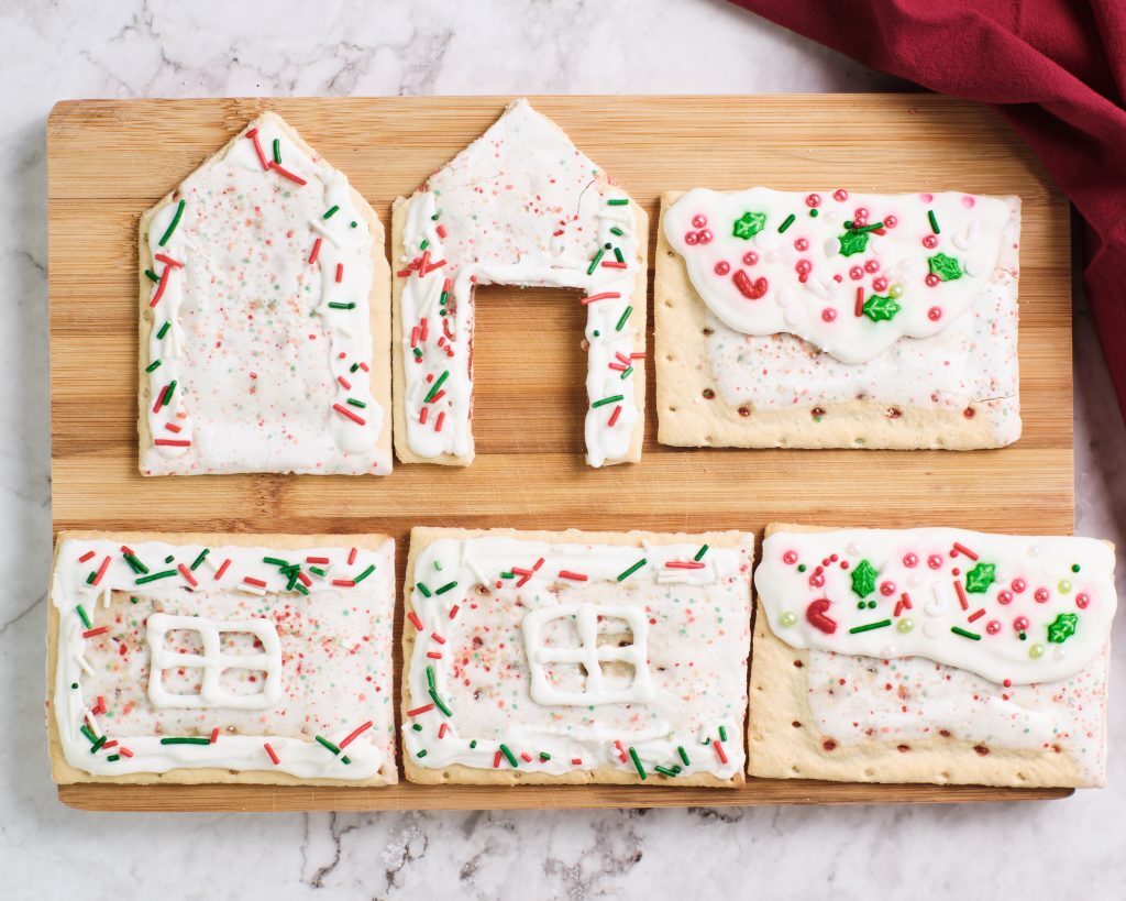 Pop-Tart Gingerbread House Kelly Bejelly cut out shapes for pop tart gingerbread house