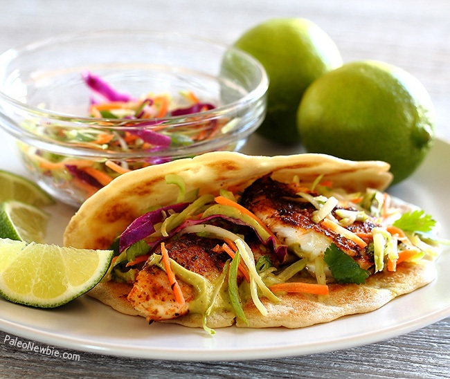Recipe Index Kelly Bejelly A Mexican dish of Spicy Tilapia Baja Tacos with Lime Slaw and Avocado Cilantro Sauce