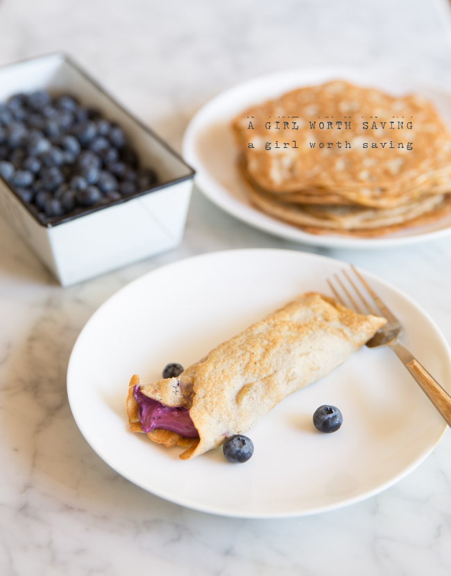 Low Carb Crepes with Blueberry Cream Cheese Filling Kelly Bejelly low carb crepes breakfast
