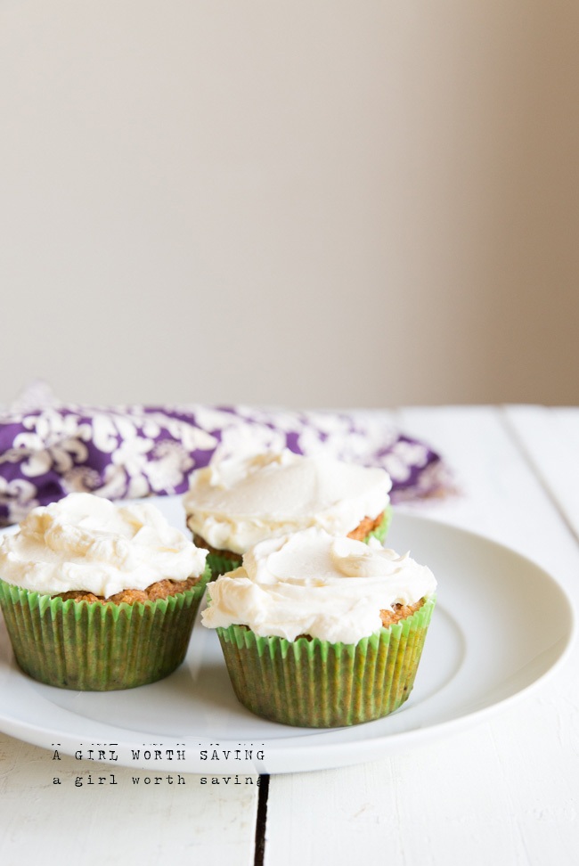 Coconut Flour Carrot Cupcakes with Cream Cheese Frosting Kelly Bejelly three Coconut Flour Carrot Cupcakes on a plate