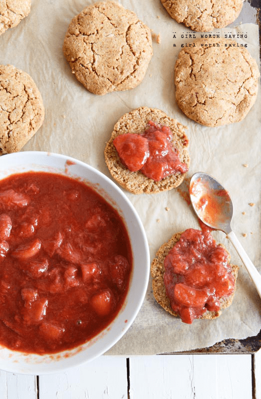 Strawberry Rhubarb Shortcake (Paleo, Gluten-free) Kelly Bejelly paleo strawberry rhubarb shortcake